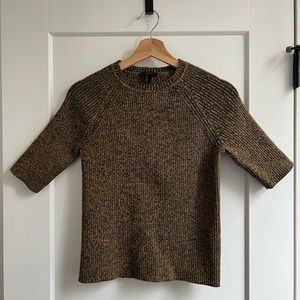 COS Ribbed Tan Black Quarter Length Sleeve Sweater Size M